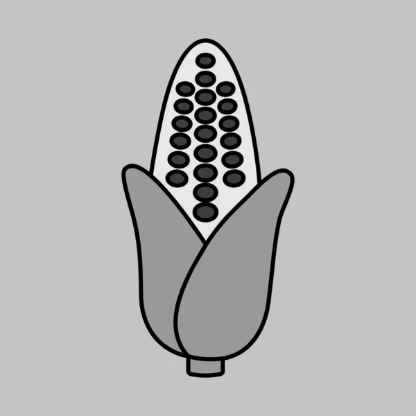 Kukoricacsutka Izolált Vektor Szürkeárnyalatú Ikon Növényi Jel Grafikon Szimbólum Élelmiszer — Stock Vector