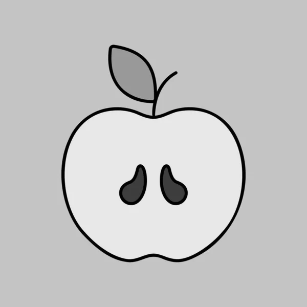 Apple Vektor Graustufensymbol Grafik Symbol Für Lebensmittel Und Getränke Website — Stockvektor