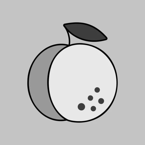 Pfirsichvektor Graustufensymbol Grafik Symbol Für Lebensmittel Und Getränke Website Apps — Stockvektor