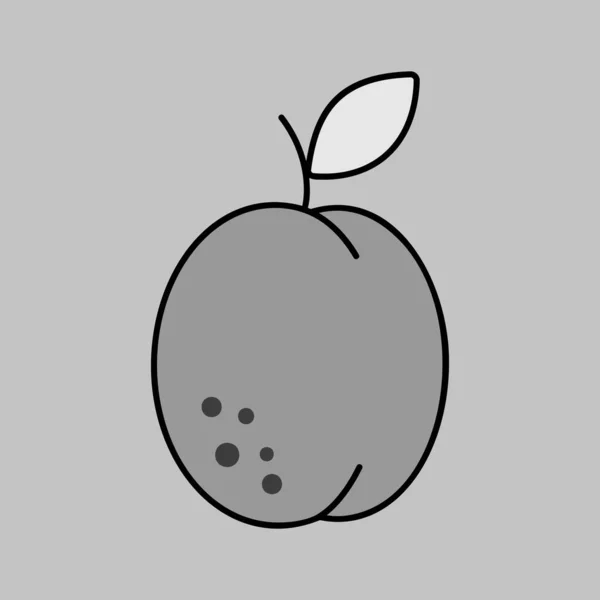 Aprikosenvektor Graustufensymbol Grafik Symbol Für Lebensmittel Und Getränke Website Apps — Stockvektor