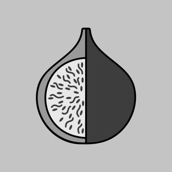 Fig Tropisch Fruit Vector Grijswaarden Pictogram Grafisch Symbool Voor Website — Stockvector
