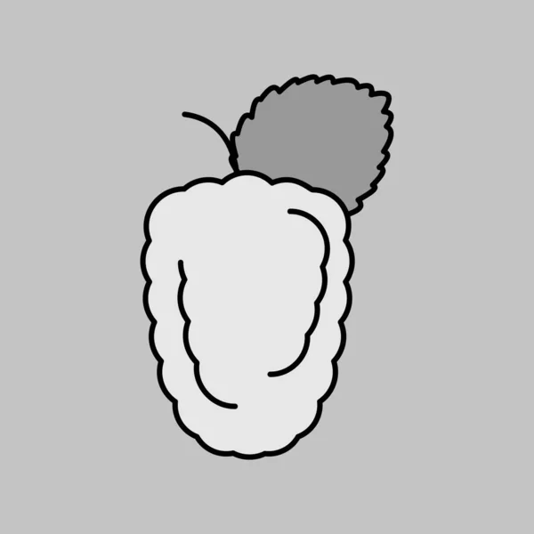 Mullbär Frukt Med Blad Vektor Gråskala Ikon Grafisk Symbol För — Stock vektor
