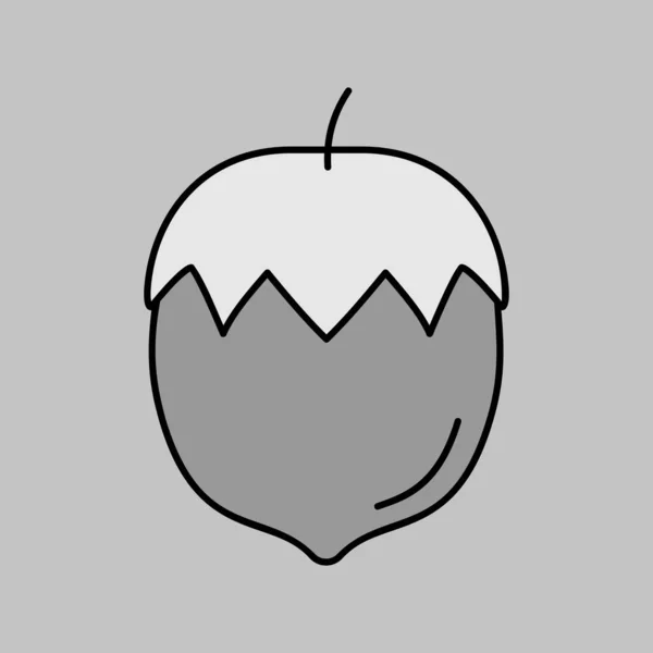 Ikon Vektor Hazelnut Grayscale Simbol Grafis Untuk Situs Web Makanan - Stok Vektor