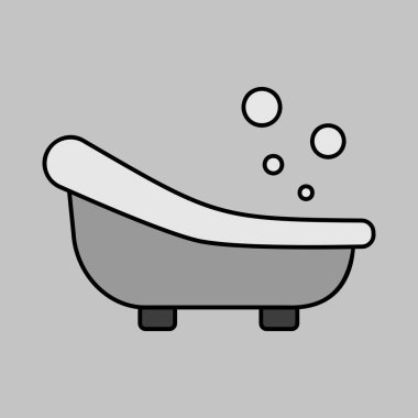 Küçük şirin bebek banyosu izole edilmiş gri ölçekli vektör ikonu. Çocuklar ve yeni doğmuş bebekler için grafik sembolü Web sitesi ve uygulama tasarımı, logo, uygulama, UI