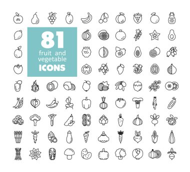 Sebze, meyve ve meyve vektör ikonu. Gıda ve içecek web sitesi için grafik sembolü, uygulama tasarımı, mobil uygulamalar ve yazdırma ortamı, logo, UI