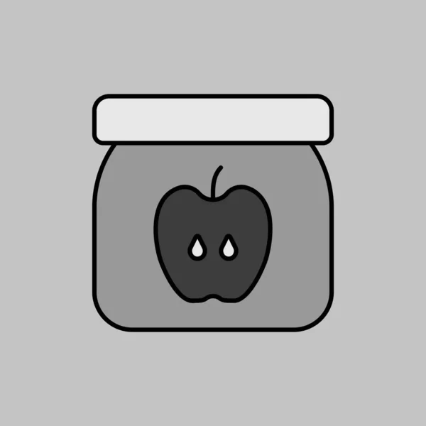 Jar Baby Food Apple Puree Vector Grayscale Icon 어린이 신생아 — 스톡 벡터