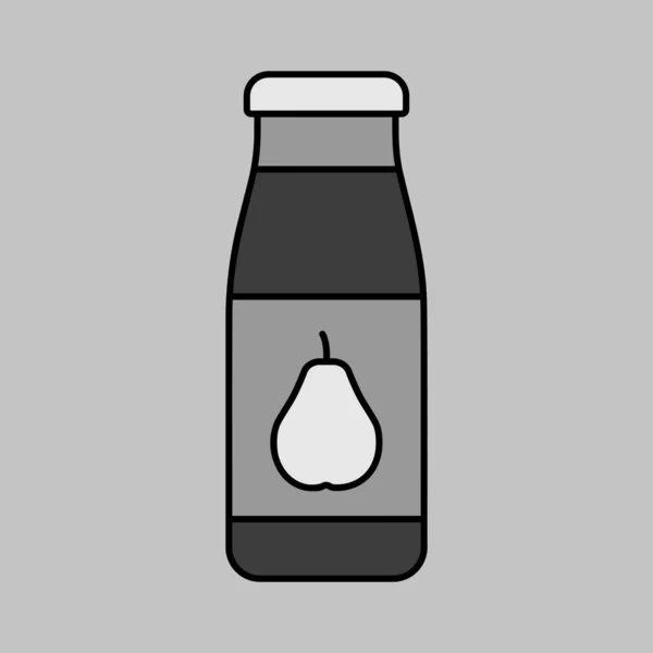 Flaska Med Päronjuice Vektor Isolerad Gråskala Ikon Diagram Symbol För — Stock vektor