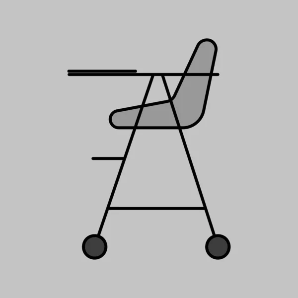 Babystuhl Vektor Isoliert Graustufensymbol Grafik Symbol Für Kinder Und Neugeborene — Stockvektor