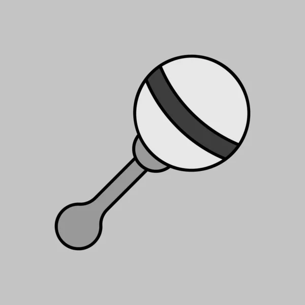 Игрушечный Вектор Детского Погремушки Изолированная Икона Серой Шкале Графический Символ — стоковый вектор