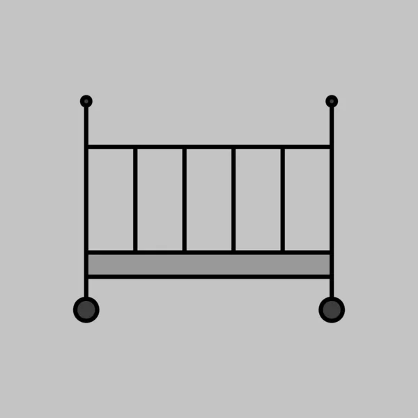 Klassisches Hölzernes Babybett Isoliert Vektor Graustufensymbol Grafik Symbol Für Kinder — Stockvektor