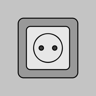Elektrik çıkış vektörü gri ölçekli simge. İnşaat, onarım ve inşaat. Web sitenizin tasarımı için grafik sembolü, logo, uygulama, UI