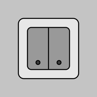 Elektrik Düğmesi iki tuşu gri tonlama simgesi. Yapım, onarım ve inşa vektör tasarımı ve illüstrasyonu