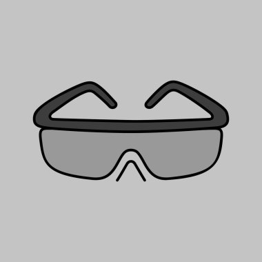 Güvenlik gözlükleri gri ölçekli vektör simgesi. İnşaat, onarım ve inşaat. Web sitenizin tasarımı için grafik sembolü, logo, uygulama, UI