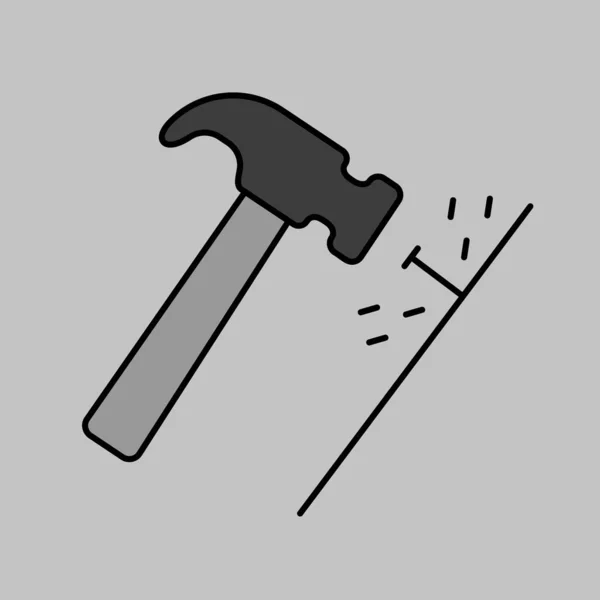 Hammer Nails Vector Grayscale 아이콘입니다 사이트 디자인에 그래프 — 스톡 벡터