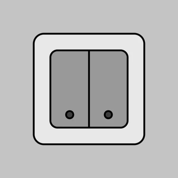 Elektrisch Schalter Zwei Tasten Graustufen Symbol Konstruktion Reparatur Und Bau — Stockvektor