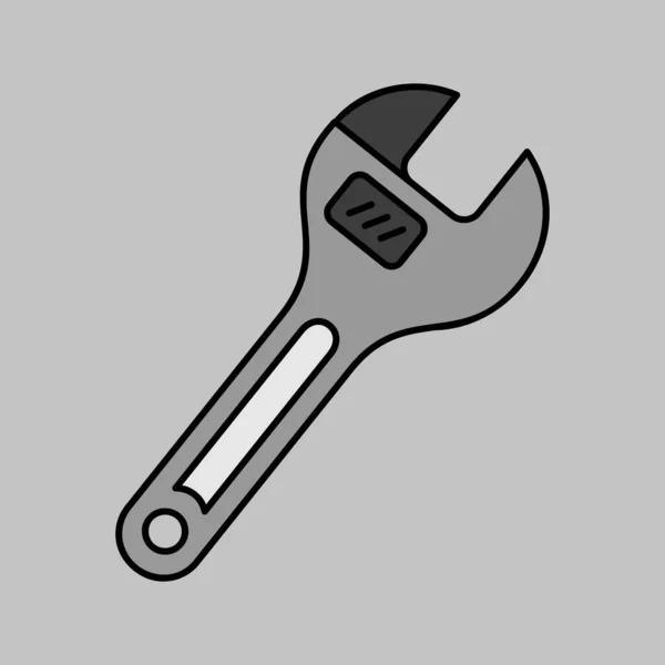 Rejustable Spanner Vector Grayscale Icon Строительство Ремонт Строительство Графический Символ — стоковый вектор