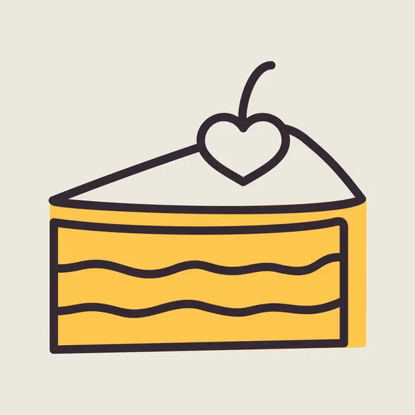 Peace Cake Heart Isolated Icon Vector Illustration Romance Elements Sticker — 图库矢量图片