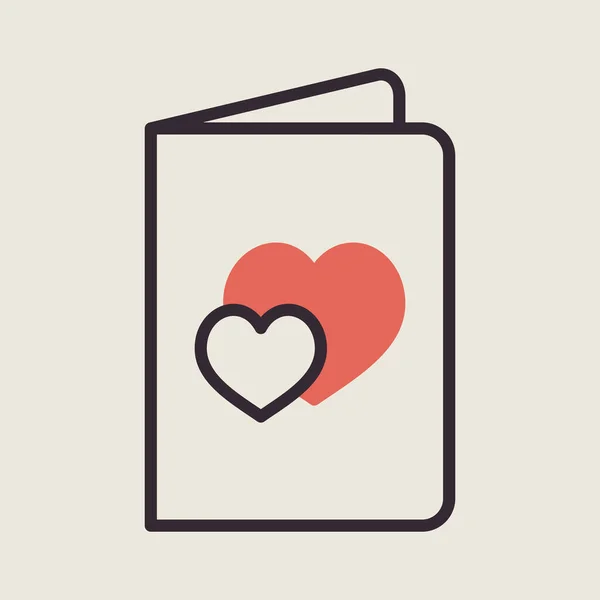 Greeting Card Hearts Icon Valentine Day Symbol Vector Illustration Romance — Vetor de Stock