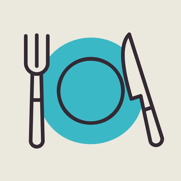 Plate Fork Knife Isolated Icon Vector Illustration Romance Elements Sticker — 스톡 벡터