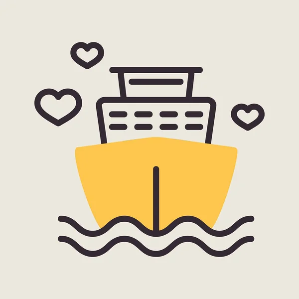 Honeymoon Ship Cruiser Isolated Icon Vector Illustration Romance Elements Sticker — Stockvector