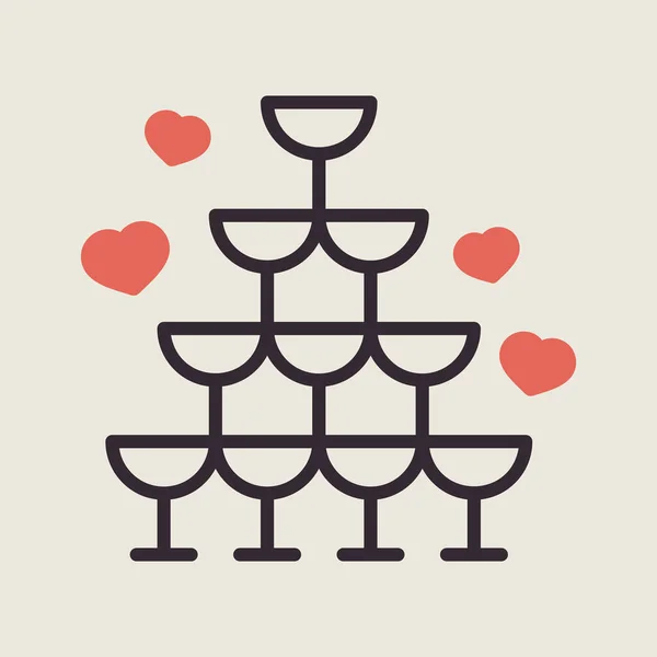 Wedding Pyramid Glasses Isolated Icon Vector Illustration Romance Elements Sticker Telifsiz Stok Illüstrasyonlar