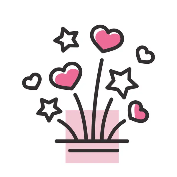 Fireworks Explosion Splash Stars Hearts Isolated Icon Vector Illustration Romance — Stock Vector