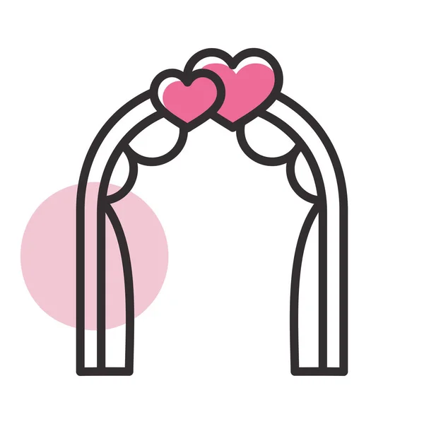 Svatební Oblouk Srdcem Izolované Ikony Vektorová Ilustrace Romantické Prvky Nálepka — Stockový vektor