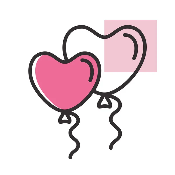 Love Heart Balloons Isolated Icon Vector Illustration Romance Elements Sticker — 图库矢量图片