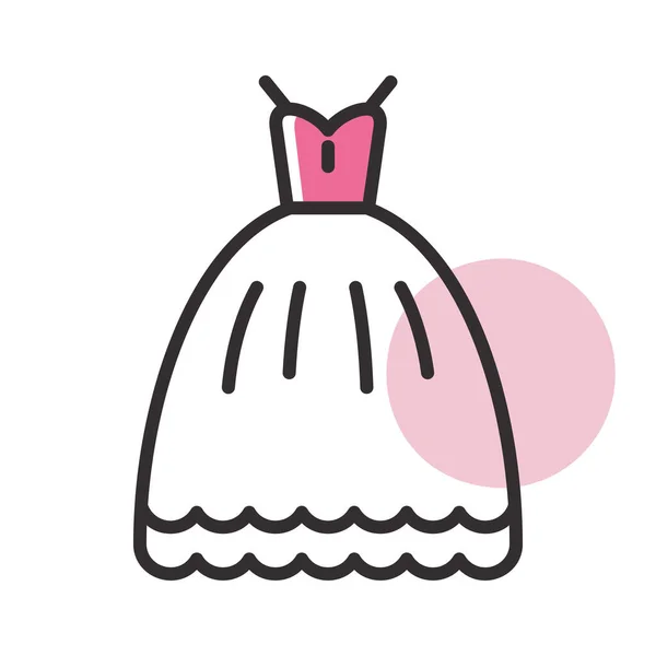 Wedding Dress Isolated Icon Vector Illustration Romance Elements Sticker Patch — Stock Vector