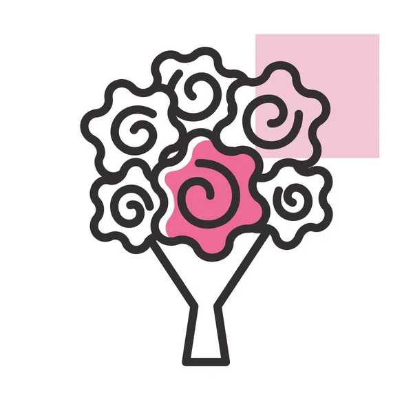 Wedding Flower Bouquet Isolated Icon Vector Illustration Romance Elements Sticker — 스톡 벡터