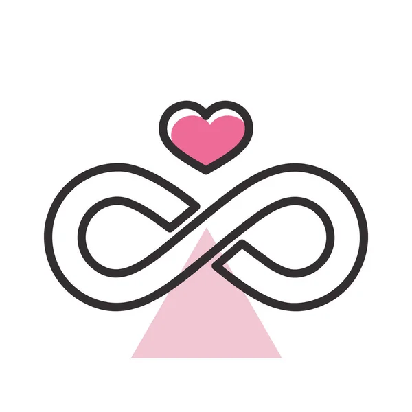 永恒爱情的无限符号和心灵符号 孤立的象征 矢量图解 浪漫元素 结婚证 情人节卡片 — 图库矢量图片