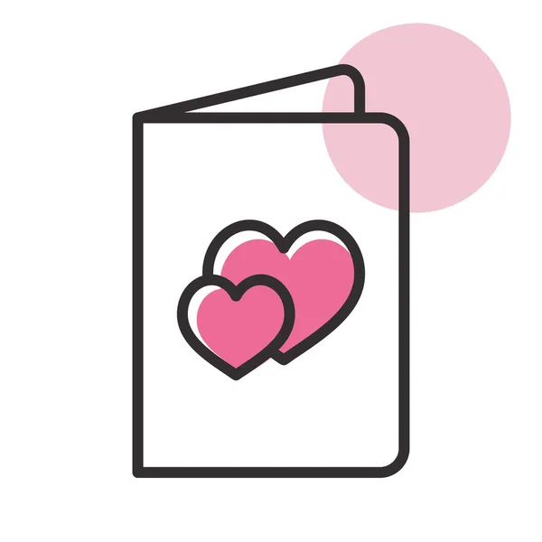Cartão Saudação Com Coração Ícone Símbolo Dia Dos Namorados Ilustração — Vetor de Stock