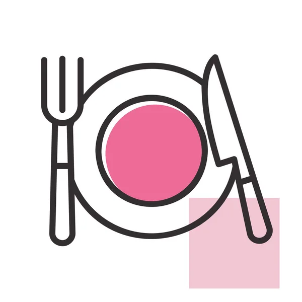 Plate Fork Knife Isolated Icon Vector Illustration Romance Elements Sticker — 스톡 벡터
