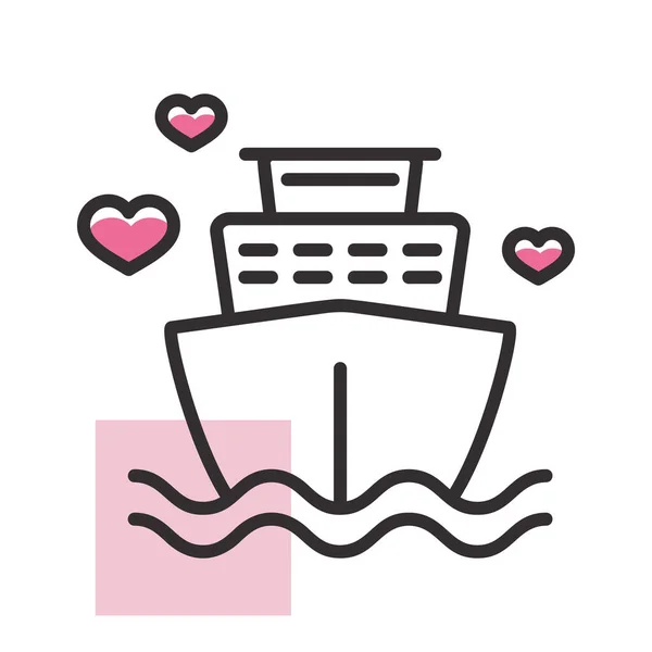 蜜月船巡洋舰孤立图标 矢量图解 浪漫元素 结婚证 情人节卡片 — 图库矢量图片