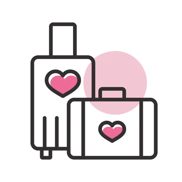 Suitcase Honeymoon Vacation Wedding Isolated Icon Vector Illustration Romance Elements — Stockvektor