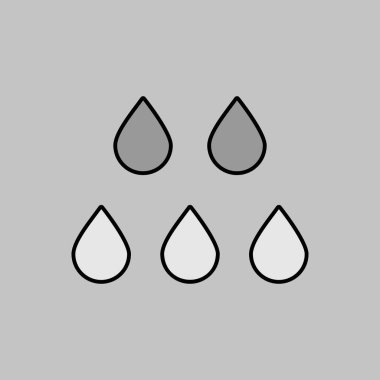 Su vektörü gri tonlama simgesini bırakın. Meteoroloji işareti. Seyahat, turizm ve hava durumu web sitesi ve uygulama tasarımı, logo, uygulama, UI için grafik sembolü