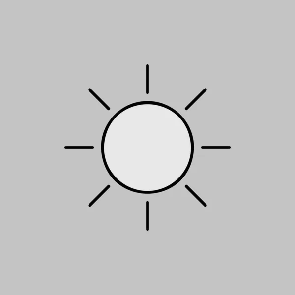 Сонячний Вектор Сірого Кольору Піктограма Символ Доброї Погоди Метеорологічний Знак — стоковий вектор