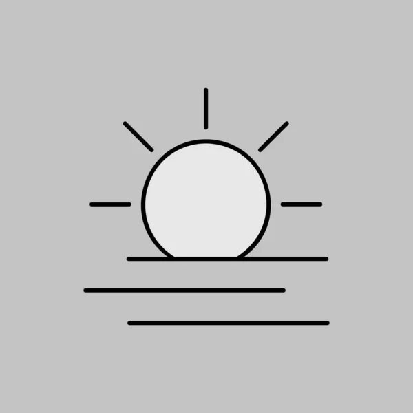Літнє Сонце Тепло Вектор Сірого Кольору Значок Метеорологічний Знак Символ — стоковий вектор