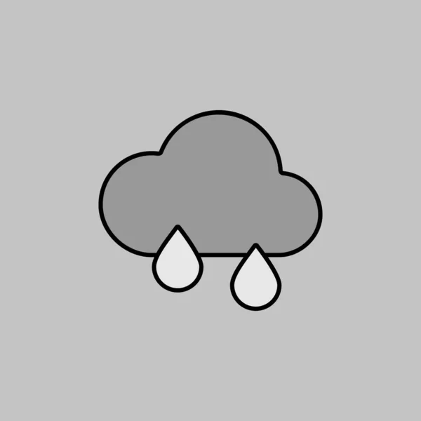 Raincloud Raindrops Vector Grayscale Icon Tanda Meteorologi Simbol Grafis Untuk - Stok Vektor