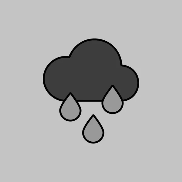 Regnmoln Med Regndroppar Vektor Gråskala Ikon Meteorologiska Tecken Diagram Symbol — Stock vektor
