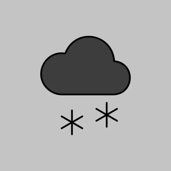 Nube Con Icona Scala Grigi Vettoriale Neve Segno Meteorologico Simbolo — Vettoriale Stock