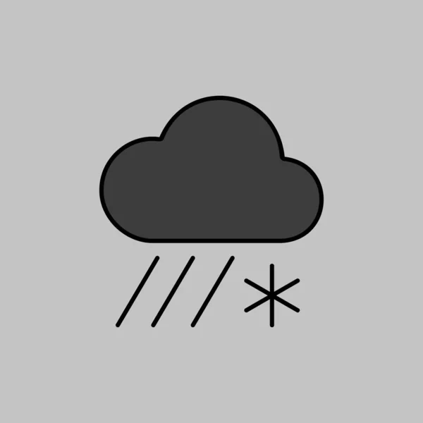 Βροχερό Σύννεφο Είδωλο Του Γκρι Διανυσματικού Χιονιού Μετεωρολογικό Σημάδι Σύμβολο — Διανυσματικό Αρχείο