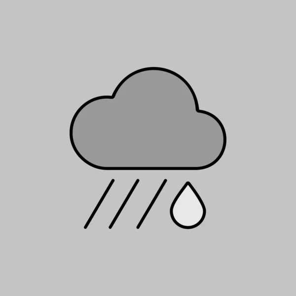 Raincloud Avec Icône Vectorielle Goutte Pluie Niveaux Gris Signe Météorologique — Image vectorielle