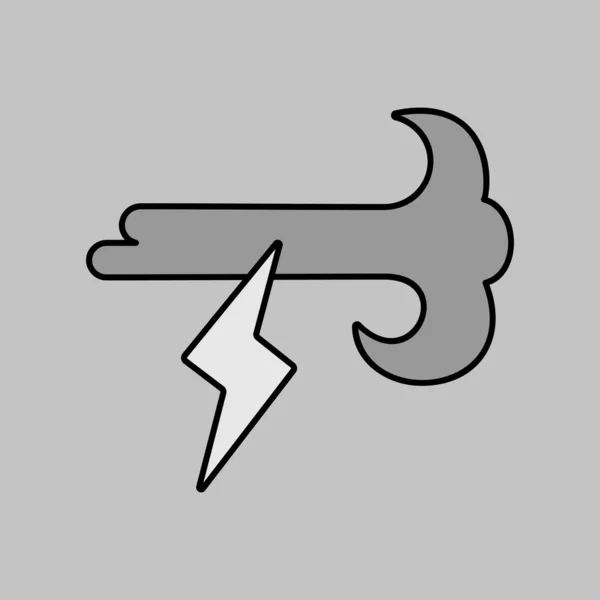 Значок Вектора Молнии Ветра Оттенках Серого Метеорологический Знак Графический Символ — стоковый вектор
