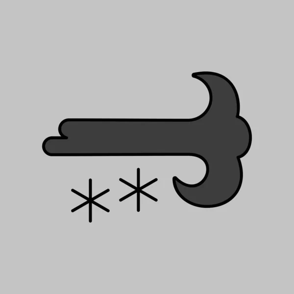 Vent Tempête Neige Vecteur Échelle Gris Icône Signe Météorologique Symbole — Image vectorielle
