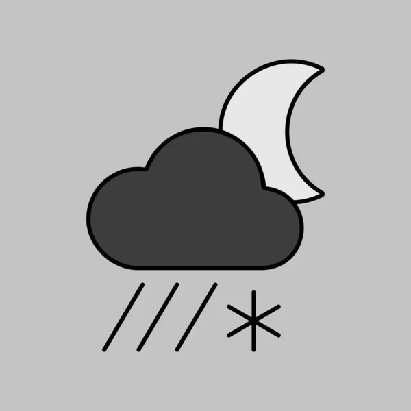 Rain Cloud Snow Moon Grayscale Icon Meteorology Sign Graph Symbol — Stock Vector
