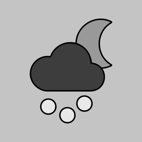 Luna Nube Neve Grano Vettore Scala Grigi Icona Segno Meteorologico — Vettoriale Stock