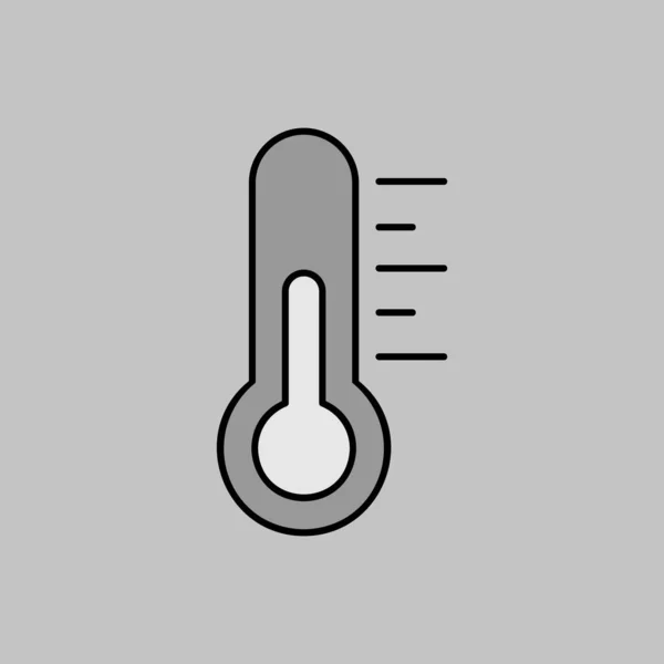 Thermometer Warmte Vector Grijswaarden Icoon Meteorologisch Teken Grafiek Symbool Voor — Stockvector