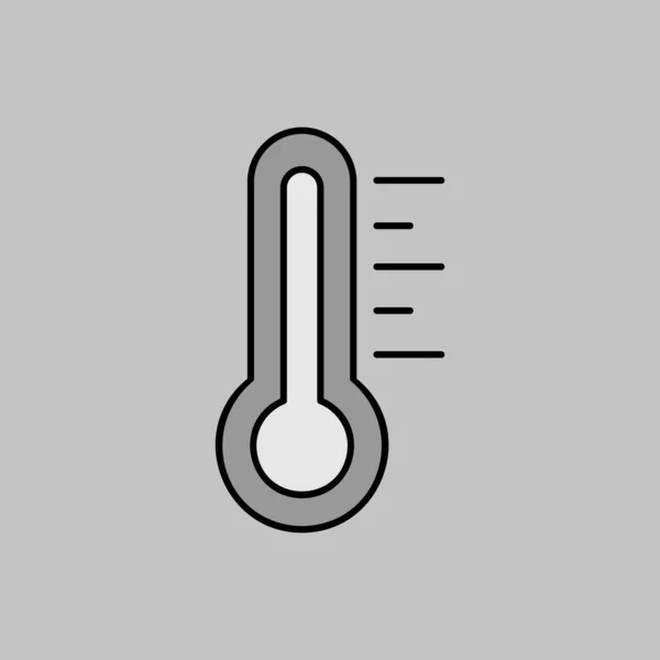 Termômetro Calor Vetor Quente Ícone Escala Cinza Sinal Meteorologia Símbolo — Vetor de Stock