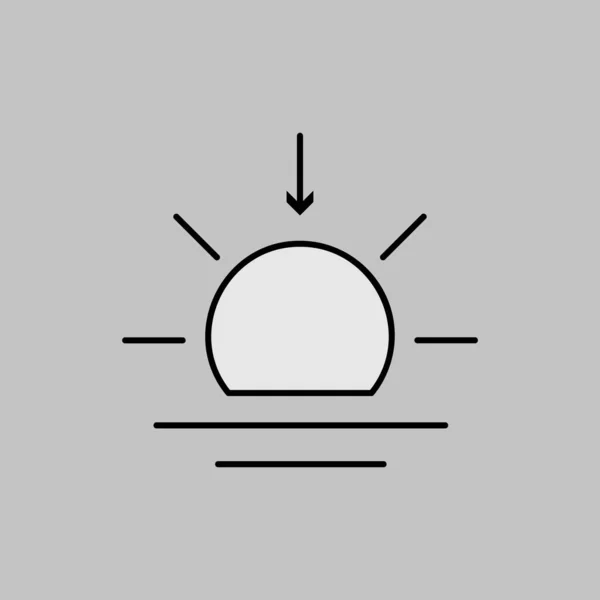 Solnedgång Vektor Gråskala Ikon Meteorologiska Tecken Diagram Symbol För Resor — Stock vektor